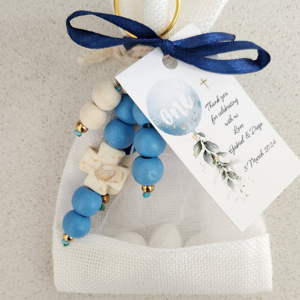 Blue cross and mati keyring