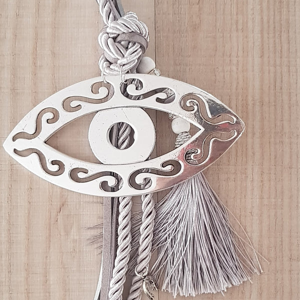 Silver gouri with silver mati, tassel and hamsa hand