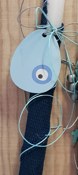 Blue mati egg lambada with silver beads - Easter collection