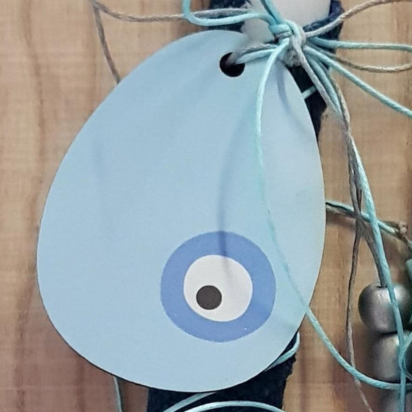 Blue mati egg lambada with silver beads - Easter collection