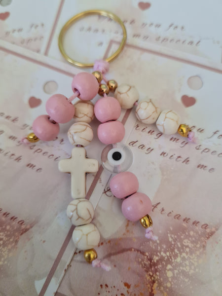 Pink keyring gifts with mati