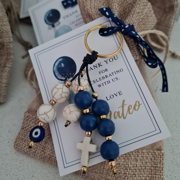 BLue christening keyring