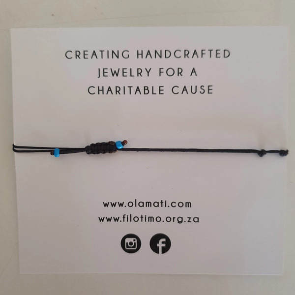 Black knot mati Filotimo with Cancer ribbon