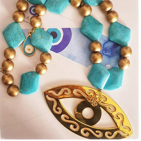 Gold and turquise blue wall hanging