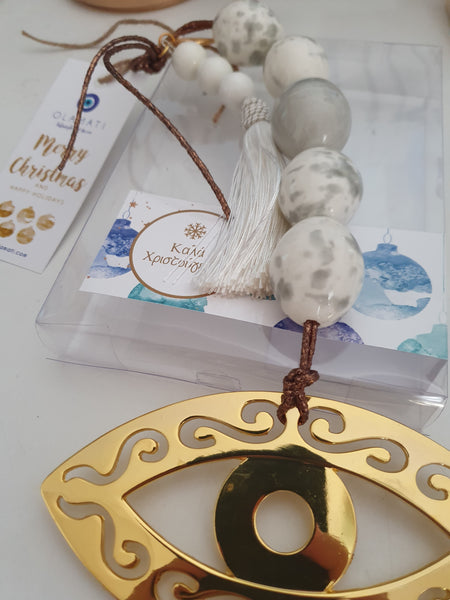Ceramic beads with gold mati Wall Hanging
