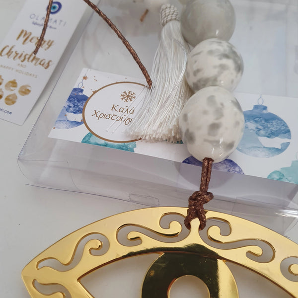 Ceramic beads with gold mati Wall Hanging