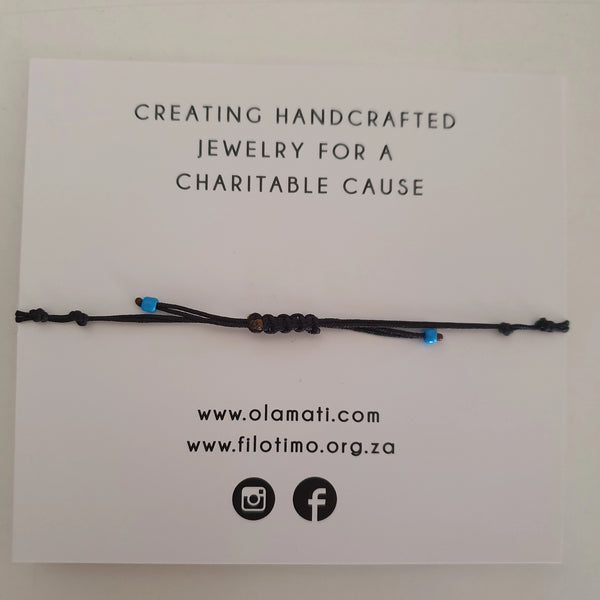 Black knot Filotimo Hope bracelet with Cancer ribbon