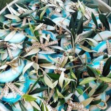 Santorini Baby blue mati soap with olive leaves