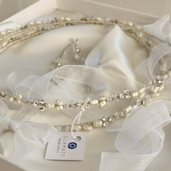 Handmade Orthodox Wedding Stefana with Swarovski Crystals