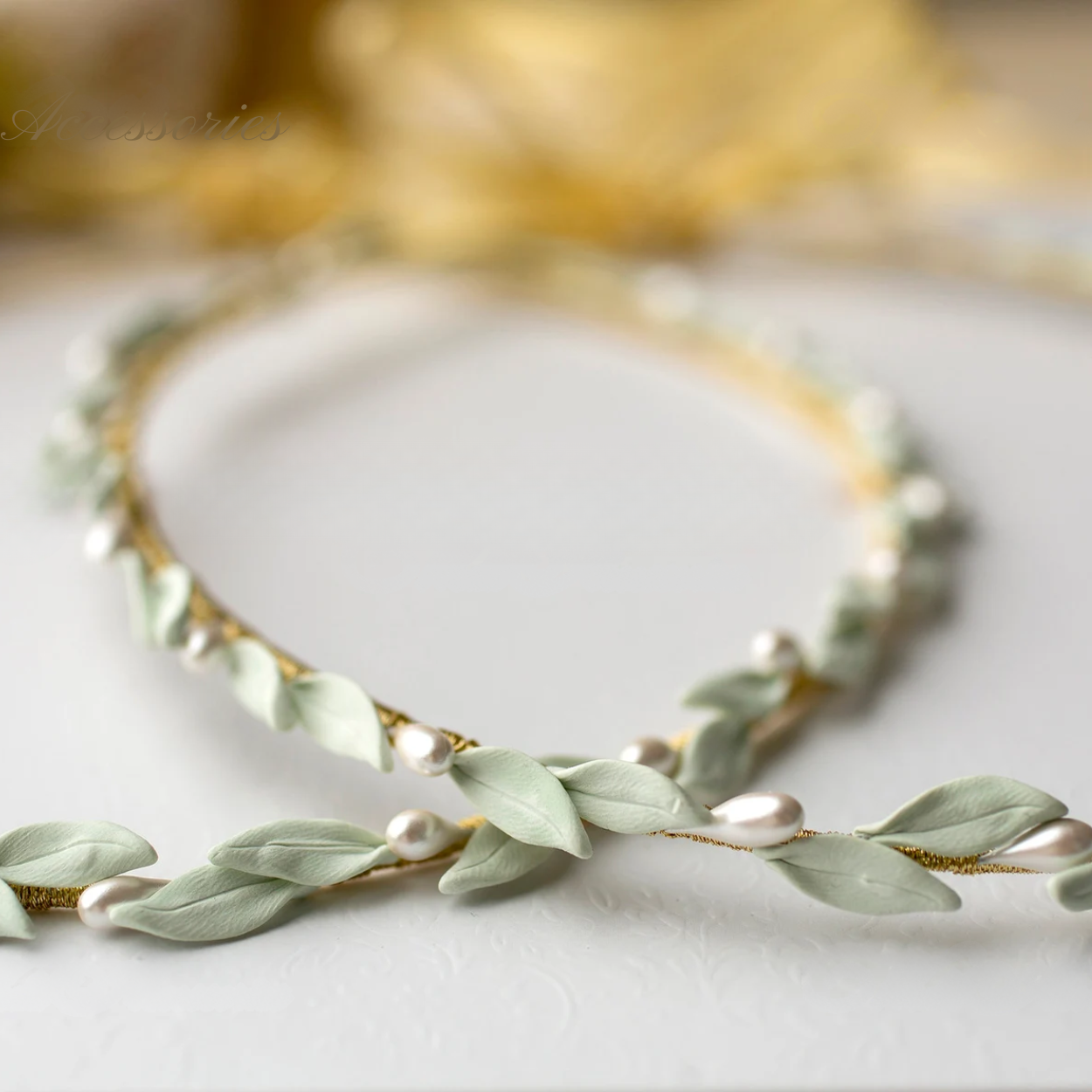 Handmade Wedding Orthodox Stefana olive leaf design