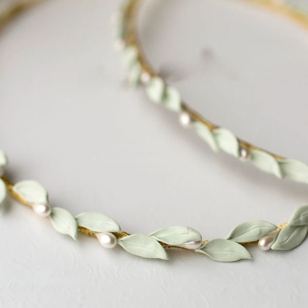Handmade Wedding Orthodox Stefana olive leaf design