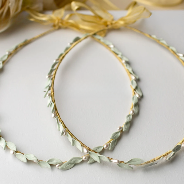 Handmade Wedding Orthodox Stefana olive leaf design