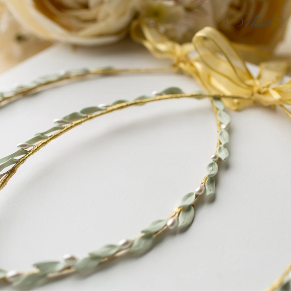 Handmade Wedding Orthodox Stefana olive leaf design