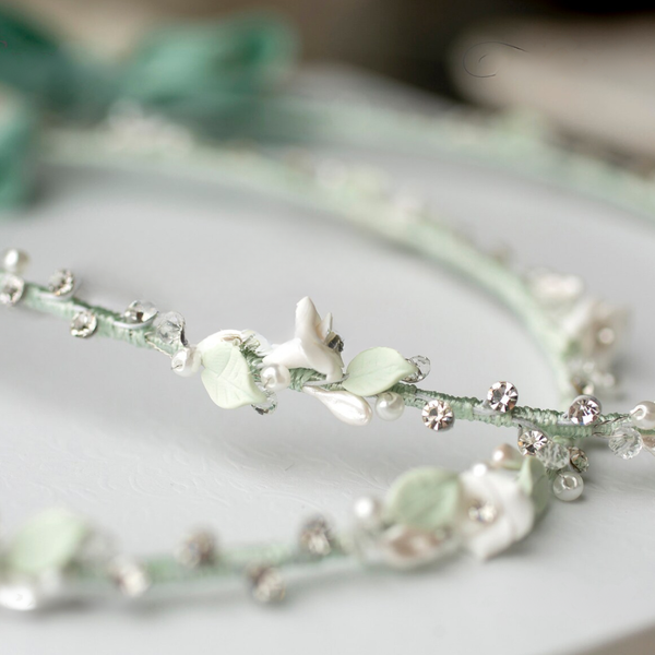 Handmade Wedding Orthodox Stefana olive leaf design