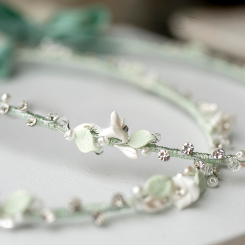 Handmade Wedding Orthodox Stefana olive leaf design