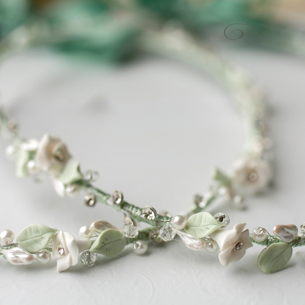 Handmade Wedding Orthodox Stefana olive leaf design