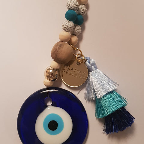 Mati Wall hanging with blue and white tassel