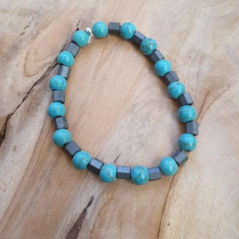 mens mediterranean blue and grey bracelet