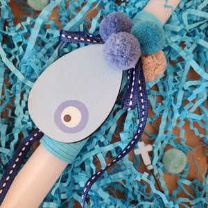 Blue egg lambada with pompoms - Easter collection