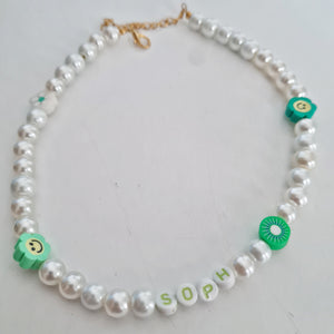 Sophia Range - Name necklace with faux pearls