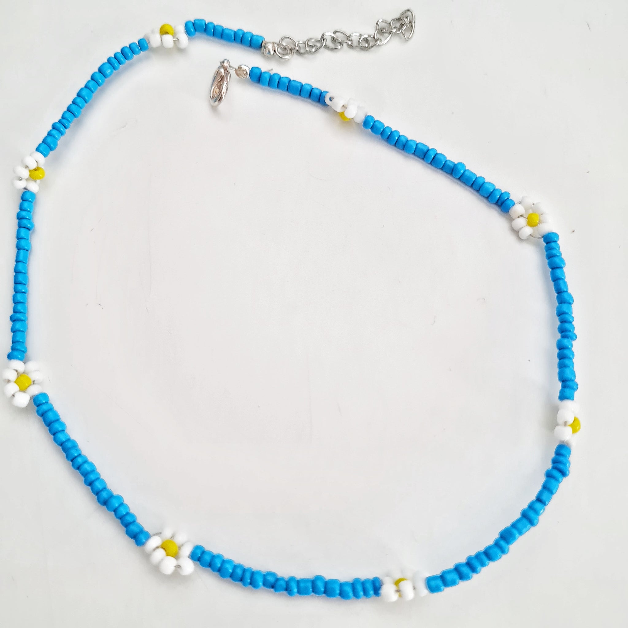 Sophia Range - Blue glass beads with flowers