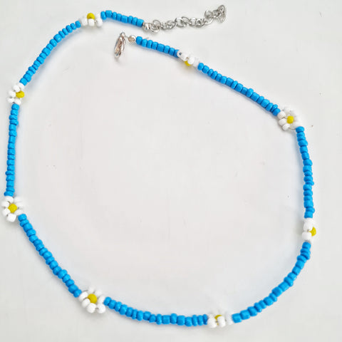 Sophia Range - Blue glass beads with flowers