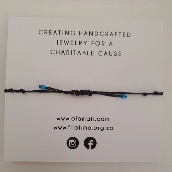 Black knot Filotimo Hope bracelet with Cancer ribbon